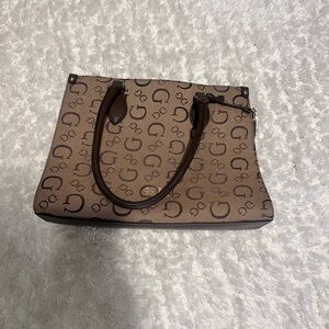 Guess Tan Monogram Shoulder Bag
